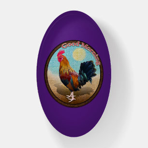 Key West - Gypsy Rooster Good Morning Vintage Oval Paperweight