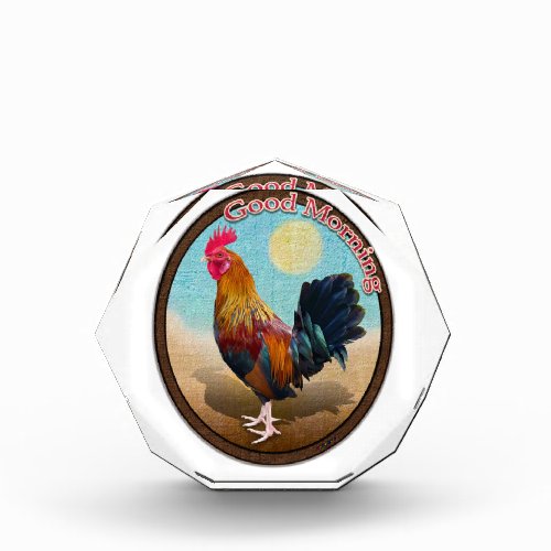 Key West _ Gypsy Rooster Good Morning Vintage Oval Photo Block