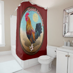 Key West - Gypsy Rooster Good Morning Vintage Oval Shower Curtain