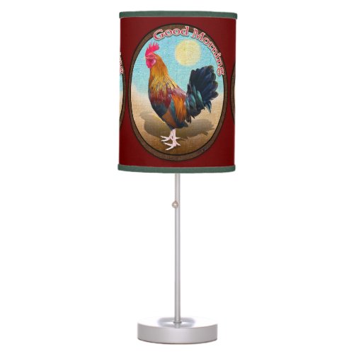 Key West _ Gypsy Rooster Good Morning Vintage Oval Table Lamp