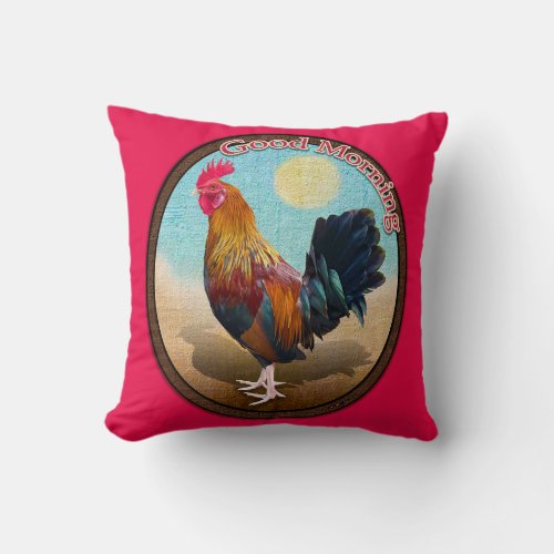 Key West _ Gypsy Rooster Good Morning Vintage Oval Throw Pillow