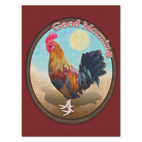 Key West _ Gypsy Rooster Good Morning Vintage Oval Tissue Paper