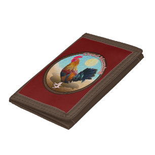 Key West - Gypsy Rooster Good Morning Vintage Oval Tri-fold Wallet