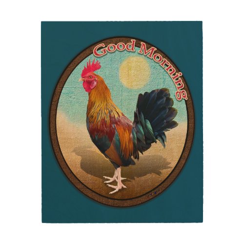 Key West _ Gypsy Rooster Good Morning Vintage Oval Wood Wall Art