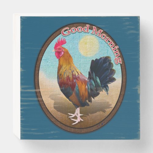 Key West _ Gypsy Rooster Good Morning Vintage Oval Wooden Box Sign