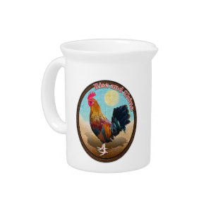 Key West Gypsy Rooster Rise and Shine Vintage Oval Beverage Pitcher