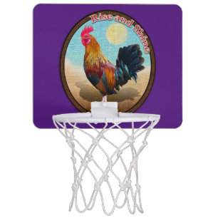 Key West Gypsy Rooster Rise and Shine Vintage Oval Mini Basketball Hoop