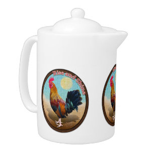 Key West Gypsy Rooster Rise and Shine Vintage Oval Teapot