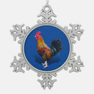 Key West - Gypsy Rooster Snowflake Pewter Christmas Ornament