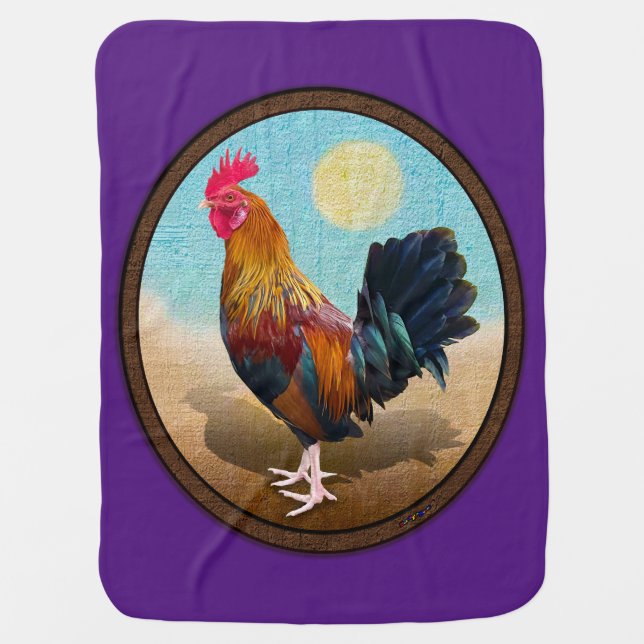 Key West - Gypsy Rooster Vintage Oval Baby Blanket (Front)
