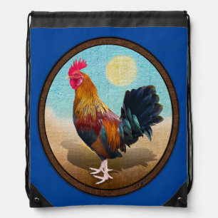 Key West - Gypsy Rooster Vintage Oval Drawstring Bag