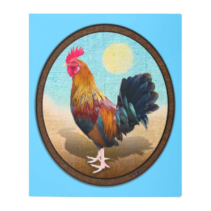 Key West - Gypsy Rooster Vintage Oval Metal Print