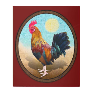 Key West - Gypsy Rooster Vintage Oval Metal Print