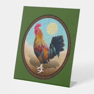 Key West - Gypsy Rooster Vintage Oval Pedestal Sign