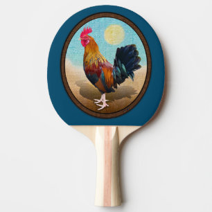 Key West - Gypsy Rooster Vintage Oval Ping Pong Paddle