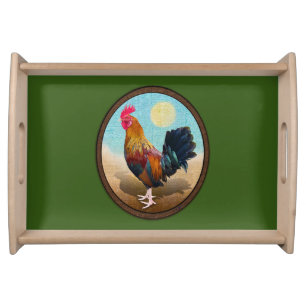 Key West - Gypsy Rooster Vintage Oval Serving Tray