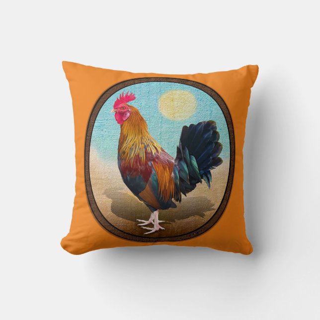 Key West - Gypsy Rooster Vintage Oval Throw Pillow (Front)
