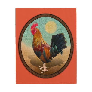 Key West - Gypsy Rooster Vintage Oval Wood Wall Art
