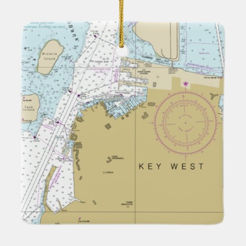 Key West Harbor Nautical Chart Ceramic Ornament