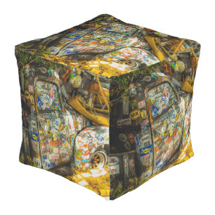 Key West is Art, Old Pickup Truck Outdoor Pouf