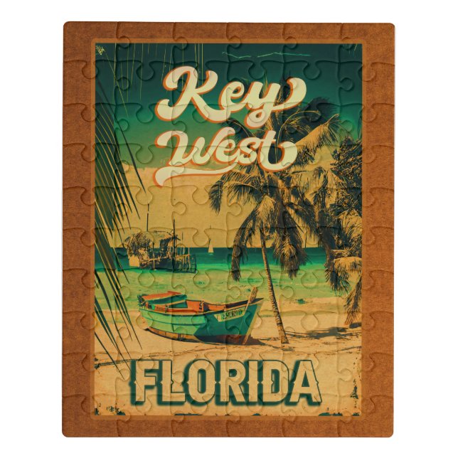 Key West Island Florida Palm Tree Beach Souvenir Jigsaw Puzzle (Puzzle Vertical)