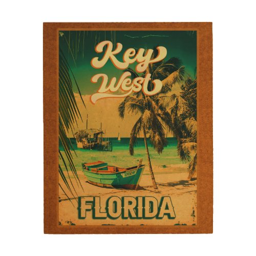 Key West Island Florida Palm Tree Beach Souvenir Wood Wall Art