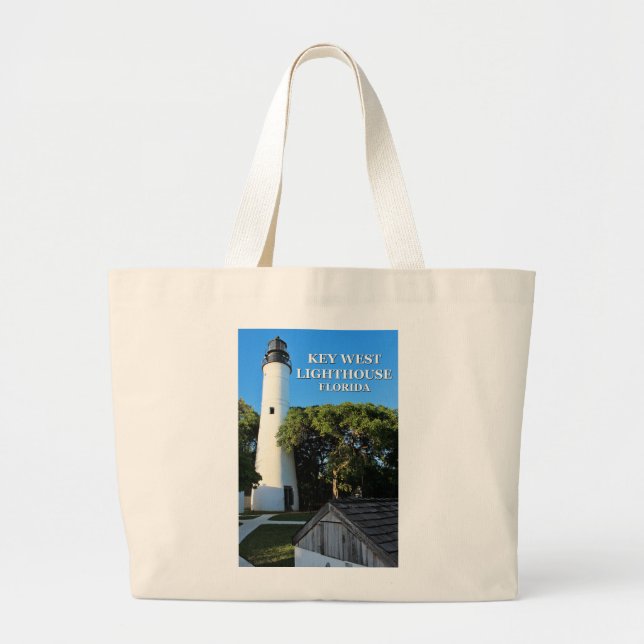 Key West Lighthouse, Florida Large Tote Bag (Front)