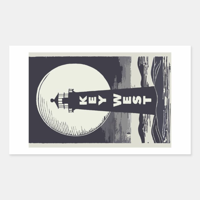 Key West Lighthouse Moon Rectangular Sticker (Front)