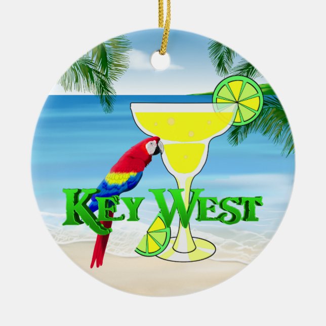Key West Margarita Ceramic Ornament (Front)