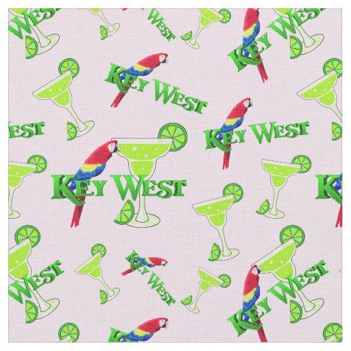 Key West Margarita Parrot Florida Summer Pink Fabric