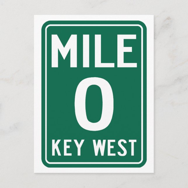 Key West Mile 0, Florida USA Postcard (Front)