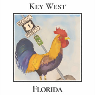 Key West, Mile Marker 0, Rooster, Florida Sticker