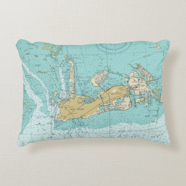 Key West nautical Chart and Coordinates Pillow Zazzle