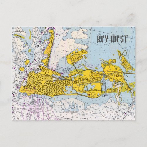 Key West Nautical Chart Map Postcard