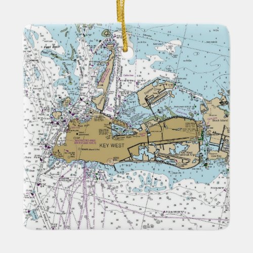 Key West Nautical Sailing Chart Ceramic Ornament