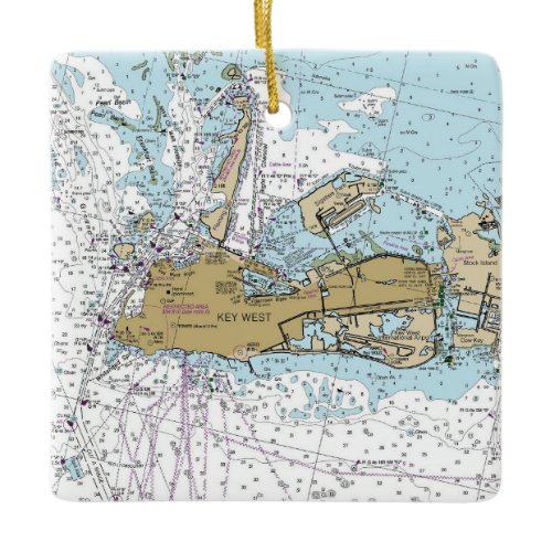 Key West Nautical Sailing Chart Ceramic Ornament