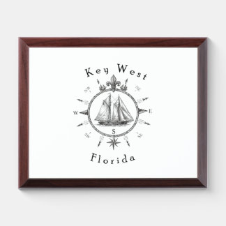 Key West Nautical Sailing Compass Cruising Sailor Award Plaque