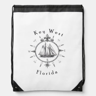 Key West Nautical Sailing Compass Cruising Sailor Drawstring Bag
