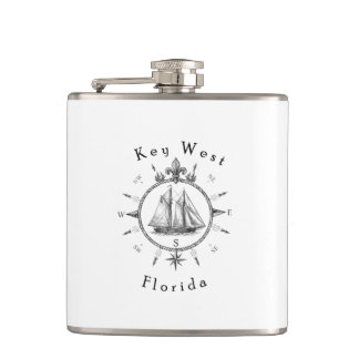 Key West Nautical Sailing Compass Cruising Sailor Flask