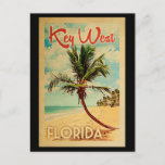Key West Postcard Florida Palm Tree Beach Vintage<br><div class="desc">Key West Florida design in Vintage Travel style featuring a palm tree on the beach with ocean and sky.</div>