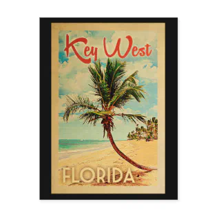 Key West Postcard Florida Palm Tree Beach Vintage