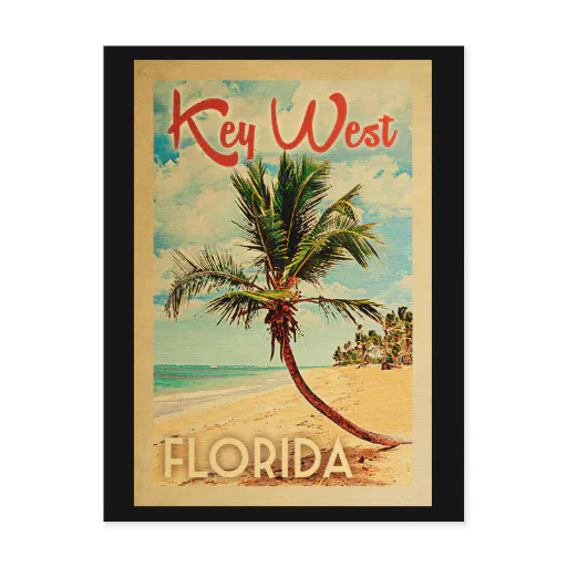 Key West Postcard Florida Palm Tree Beach Vintage