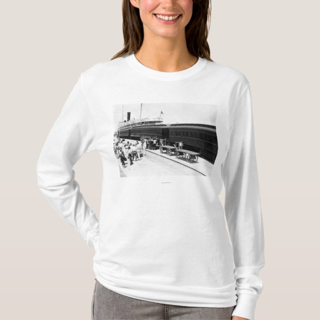 Key West Railroad Station loading Ship from Cuba T-Shirt (Front)