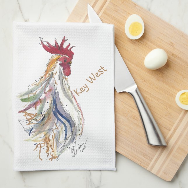 Key West Rooster Junior Dish Cloth (Quarter Fold)