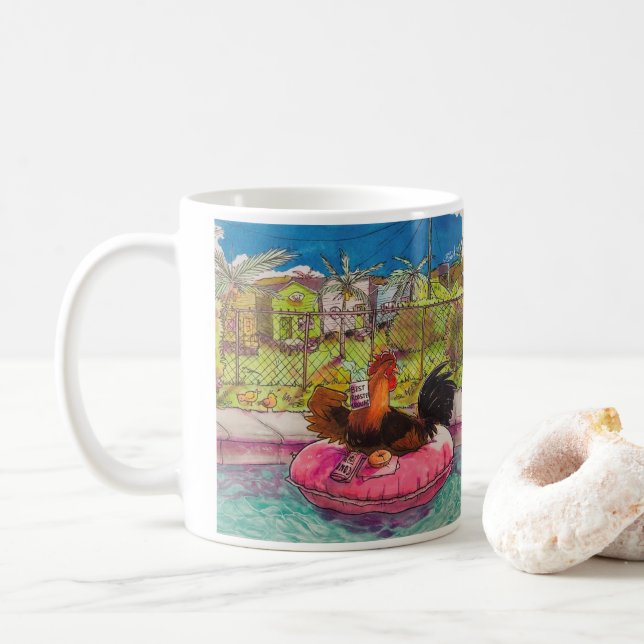 Key West Rooster Mug (With Donut)