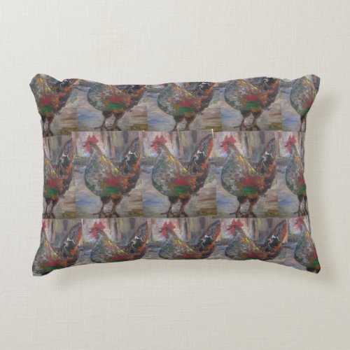Key West Rooster Painting on a Pillow