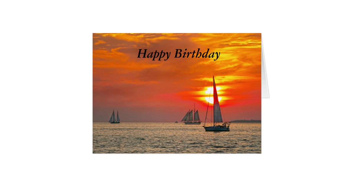 Key West Sailboats Sunset Happy Birthday | Zazzle