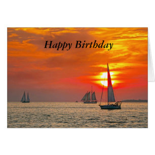 Key West Sailboats Sunset Happy Birthday Cards