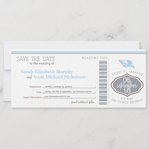 Key West Save the Date Boarding Pass