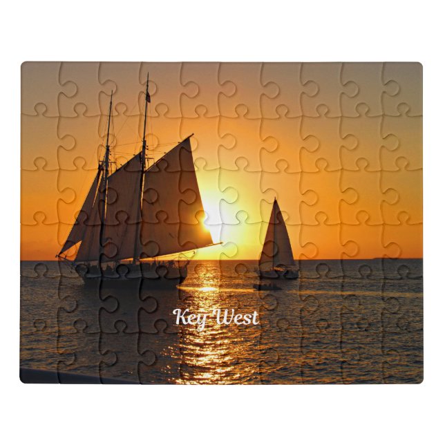 Key West, sunset and sailboats, Jigsaw Puzzle (Puzzle Horizontal)